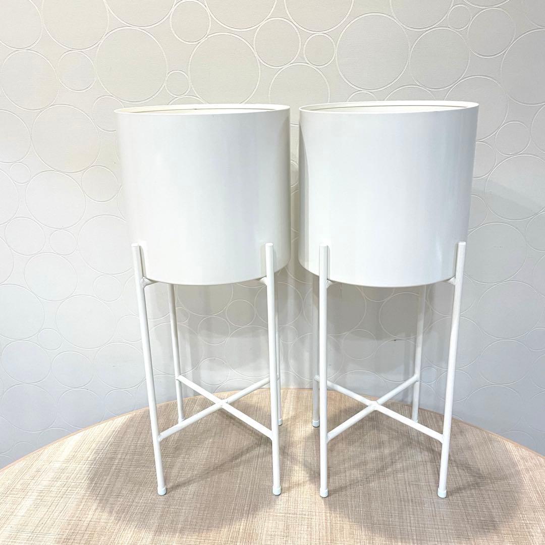 未使用 Hubschヒュプシュ 鉢カバー プランタースタンド 白 φ25 ②