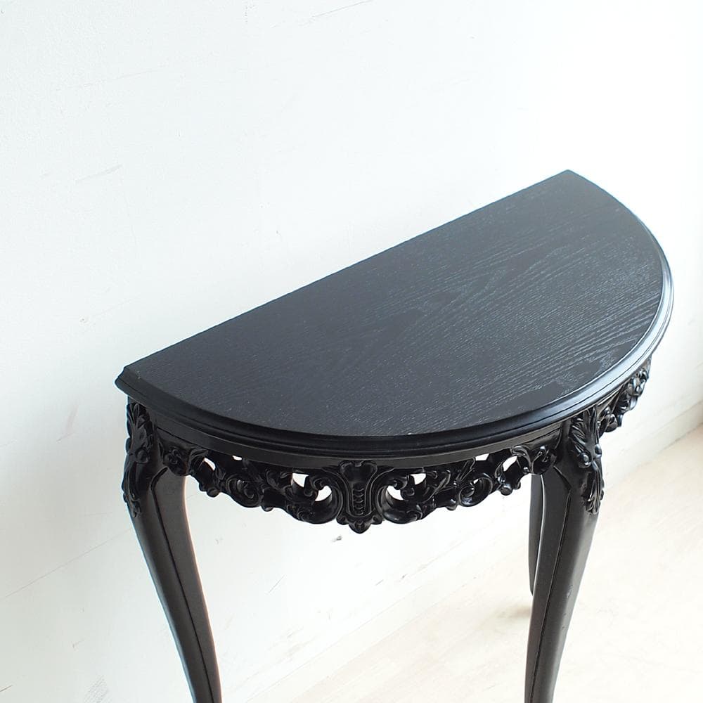 ロココ調 コンソールテーブル 透かし彫り 黒 ZR24063