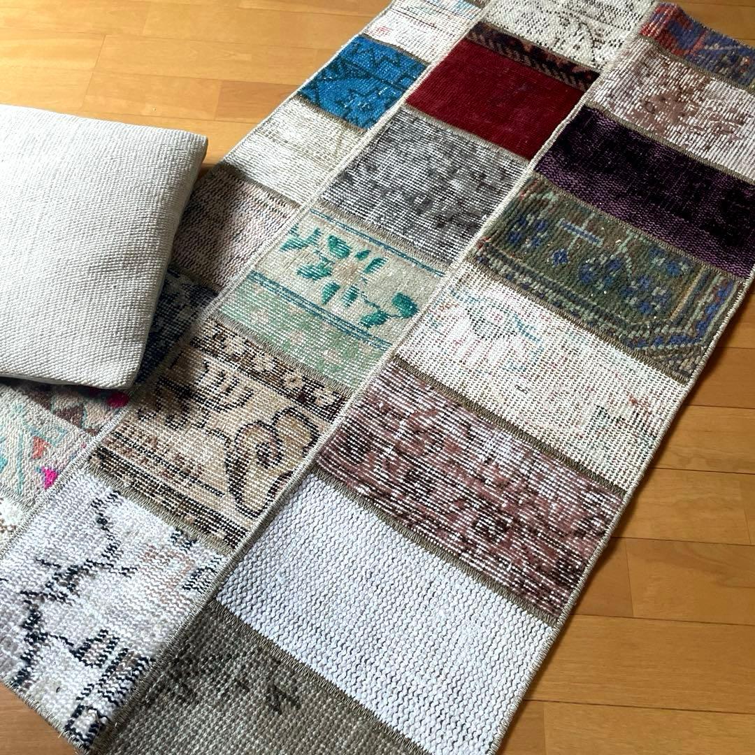 62×119 あると便利なパッチワークラグ　トルコヴィンテージラグ