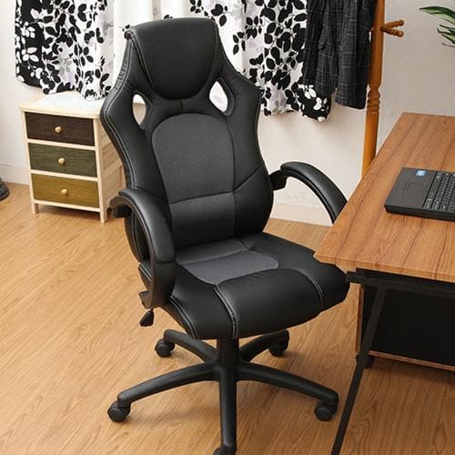 FJ DC RC　デスクチェア　ブラック＊グレー　ワーキングチェア