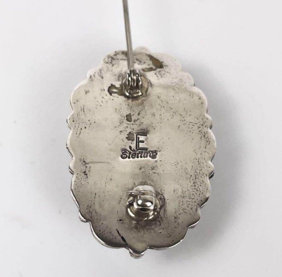 NAVAJO ナバホ JE刻印 ターコイズ ブローチ スターリングシルバー