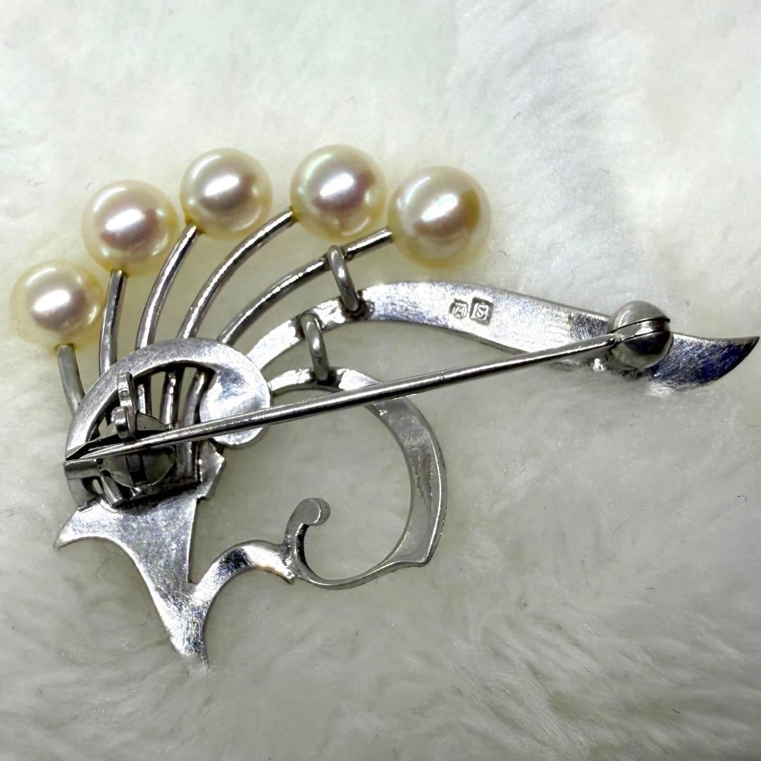MIKIMOTO ミキモト あこや真珠 パール ブローチ 花モチーフ シルバー
