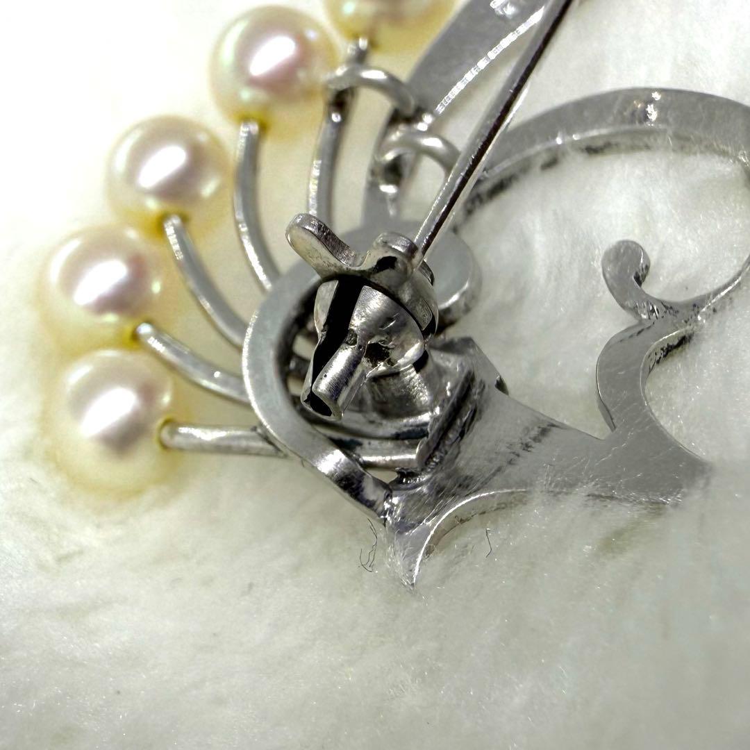 MIKIMOTO ミキモト あこや真珠 パール ブローチ 花モチーフ シルバー