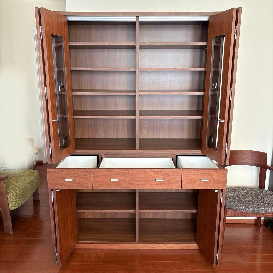 美品ACTUS購入 日本製 食器棚 本棚シェルフ引き出し収納 稼動棚カップボード