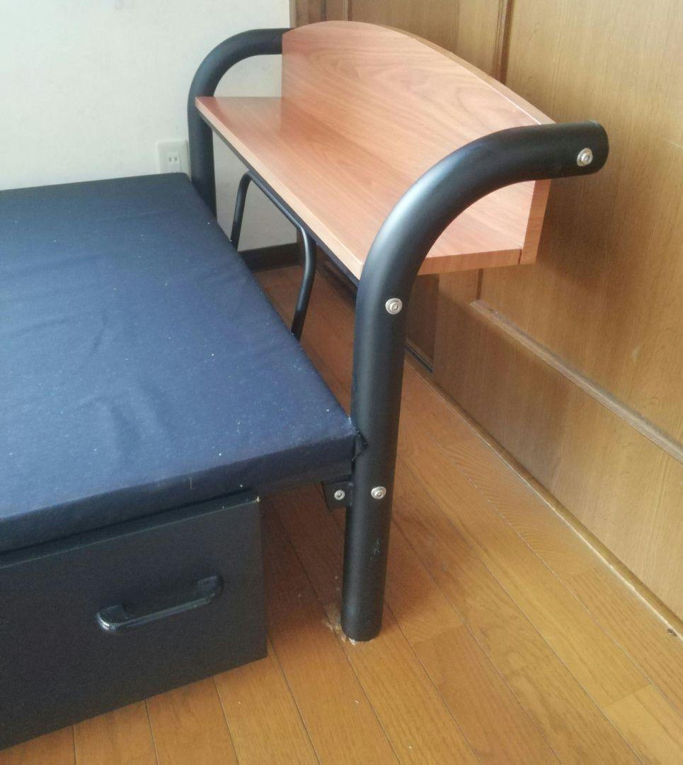 木製棚付き 引き出し付きシングルベッド