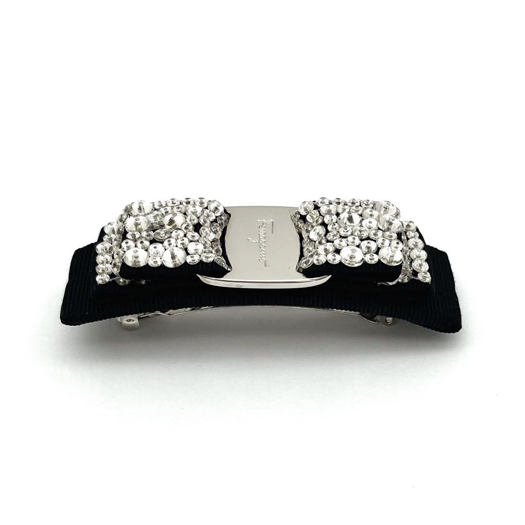 【美品】サルヴァトーレフェラガモ ヴァラリボン バレッタ ストーン ビジュー