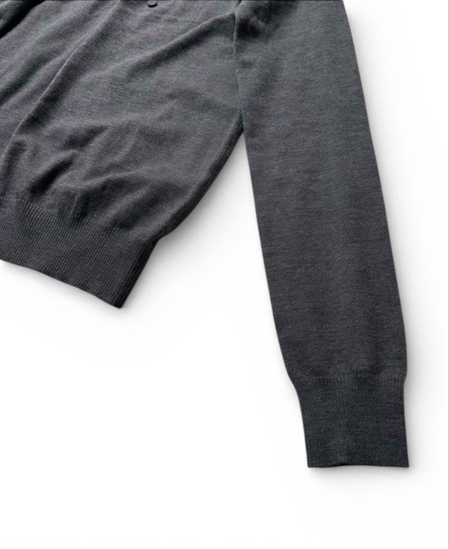 AKRIS アクリス　カーディガン　ウール混　長袖　チャコールグレー　比翼