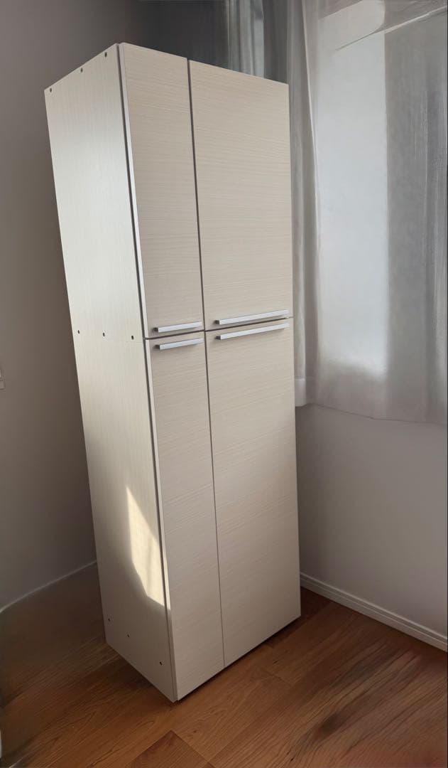 最後お値下げ★日本製 幅60 掃除機ラック収納棚ホワイト木製