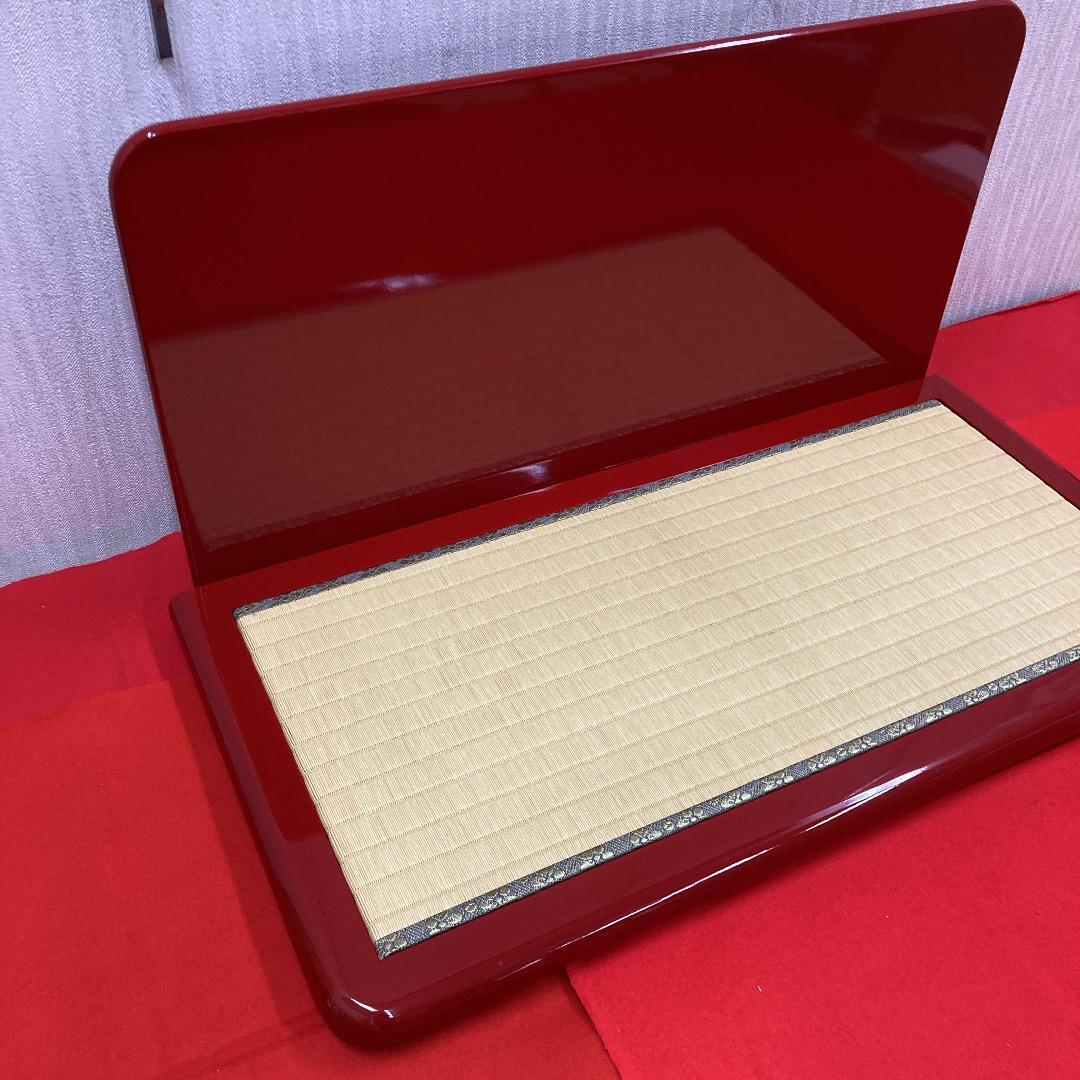 KM12 可愛い飾り台　朱塗り　巾70㎝位　ひな人形　親王飾り台　木目込み飾り台