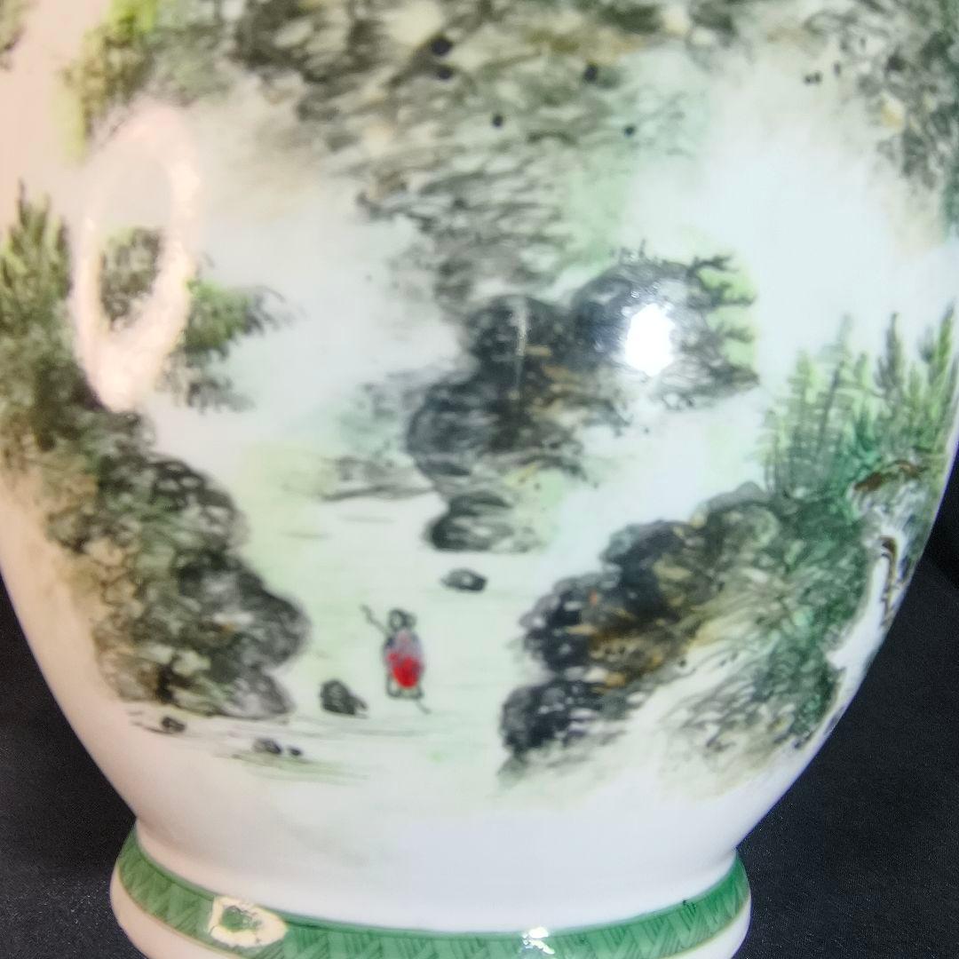 中国花瓶 手描き山水風景図 建窯 作家物 古美術 時代物 蒐集家放出美品 骨董