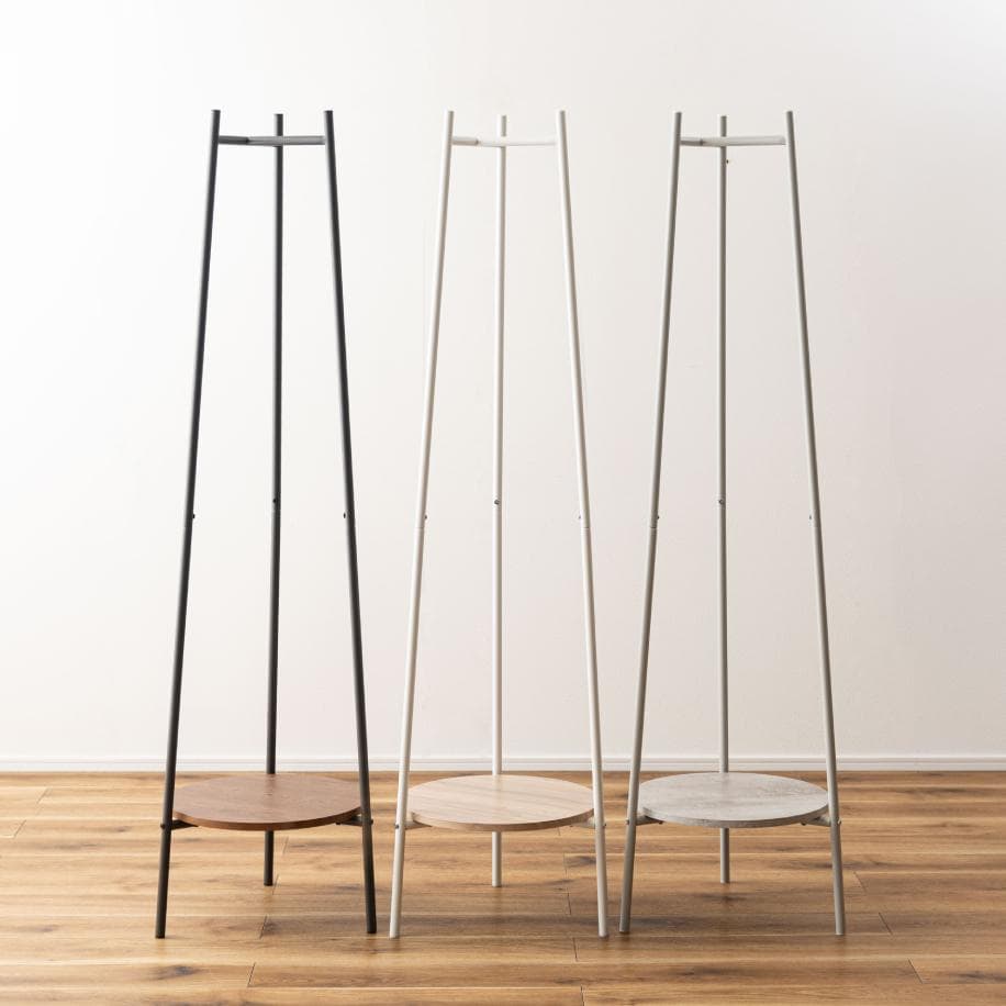 ミニマル ハンガーラック 棚付き コートハンガー 収納 洋服かけ コート掛け