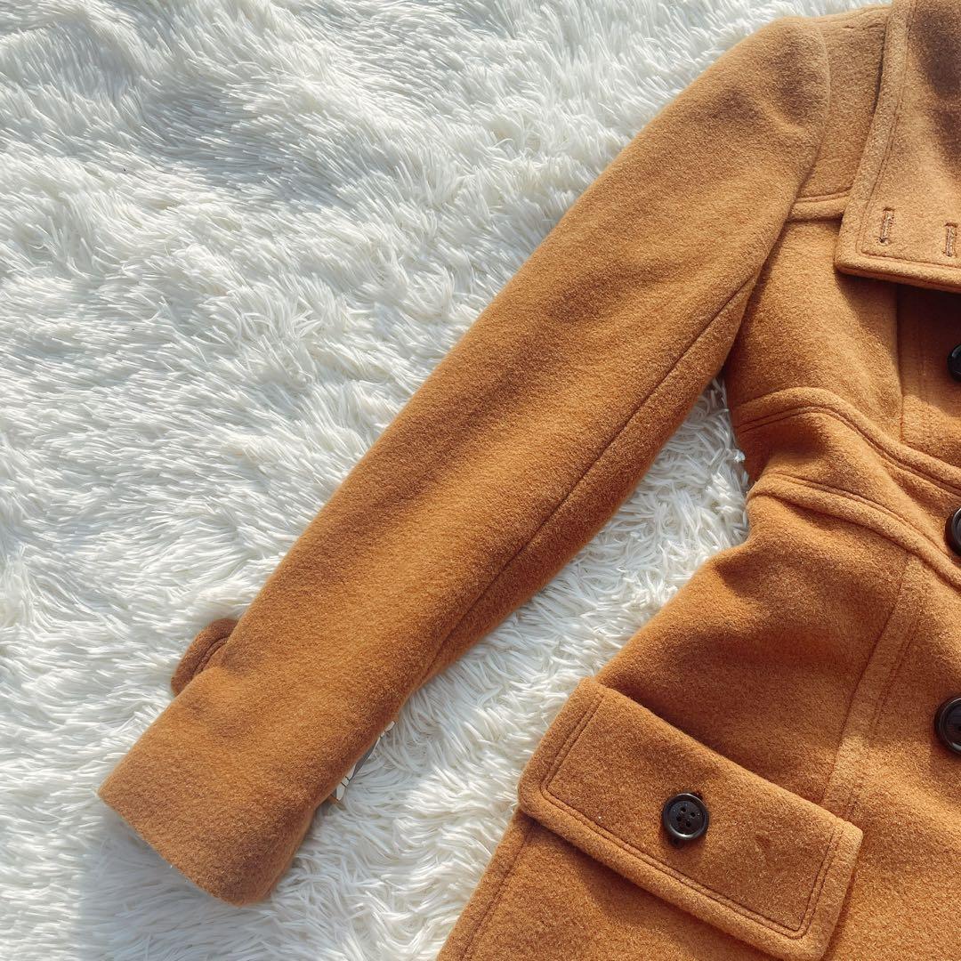 バーバリー ブルーレーベル ロングコート キャメル チェック裏地 ウール混 40