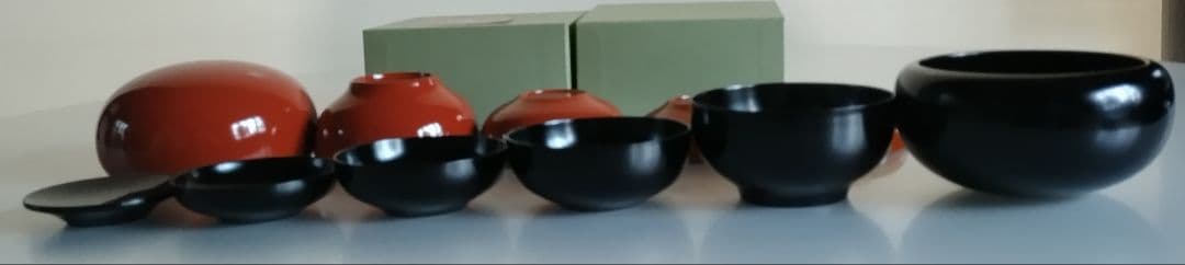 たに屋　応量器　真塗黒と洗朱　2客セット