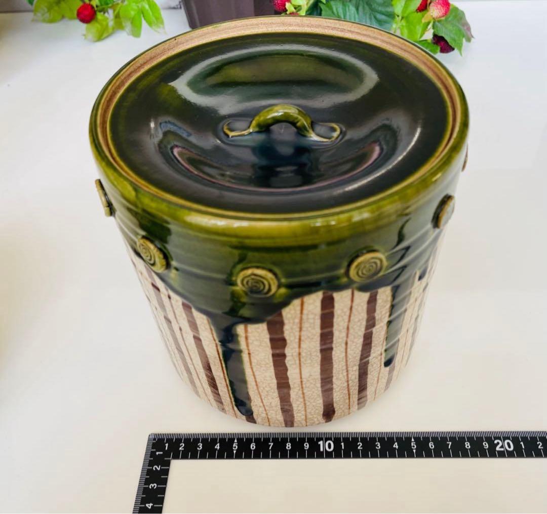 加藤六兵衛作★皆具　織部　水指　蓋置　建水　柄杓立　長谷元窯