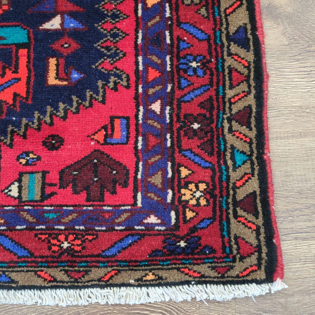 ペルシャ絨毯　ハマダン　ヴィンテージラグ　手織り絨毯　ウール　コットン