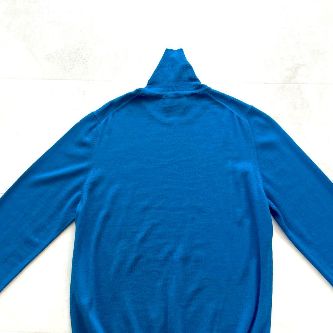 現行✨人気グランサッソウールタートルネックニット　ハイゲージ52ブルー近年モデル