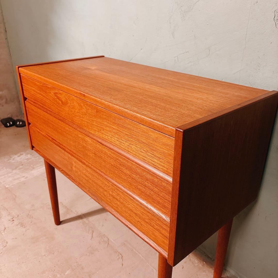 【kkw】デンマーク　チーク材　三段チェスト　北欧家具　北欧ビンテージ