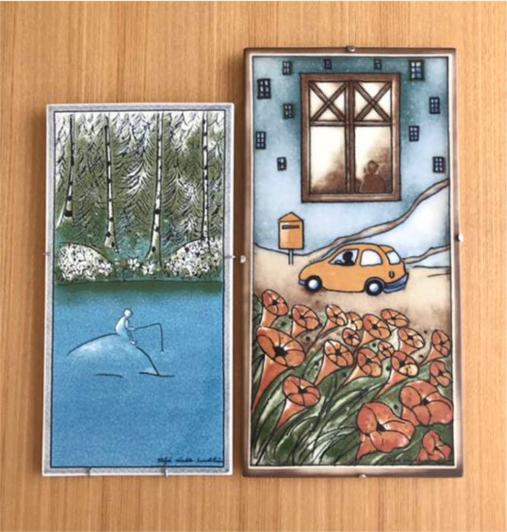 【参考画像】ARABIA ヘルヤ 3枚セット陶板画 サイズ比較用