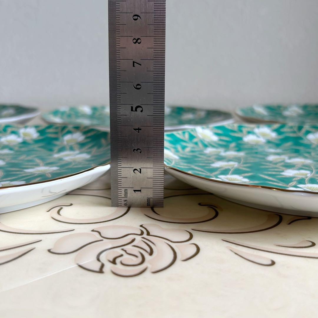 有田焼　明国窯　金彩花文様　輪花　古伊万里　中皿　5枚セット　銘々皿　大皿　色絵