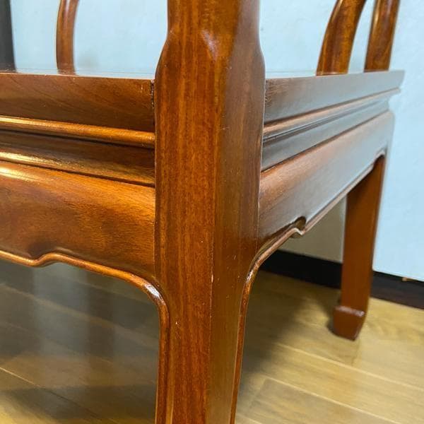 Y②高級 花梨？中国椅子 アンティーク風 インテリア 家具 木製 ひじ掛け 椅子