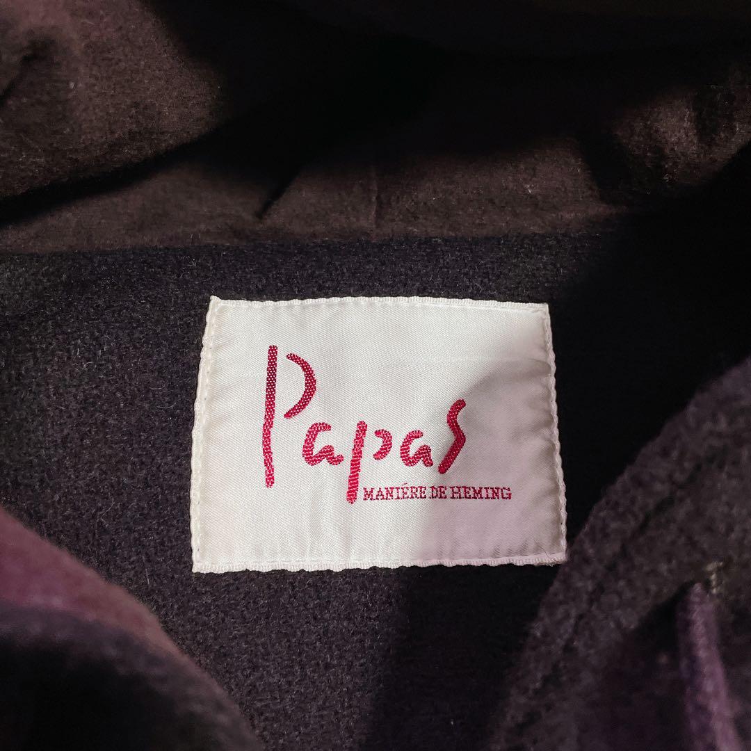 美品　パパス　オーバーサイズ　ウール　ダッフルコート　ロゴワッペン付　M