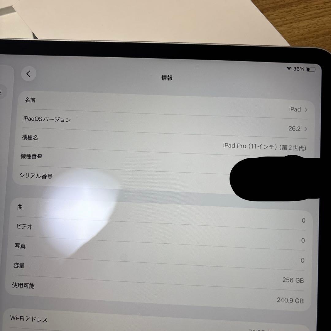 iPad Pro (第2世代) 11インチ　256GB WiFiモデル