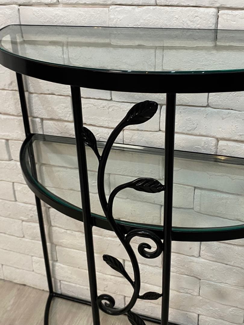 【東京都内23区配送無料】定価6万円　ガラス　コンソール　植物　玄関　棚　飾り