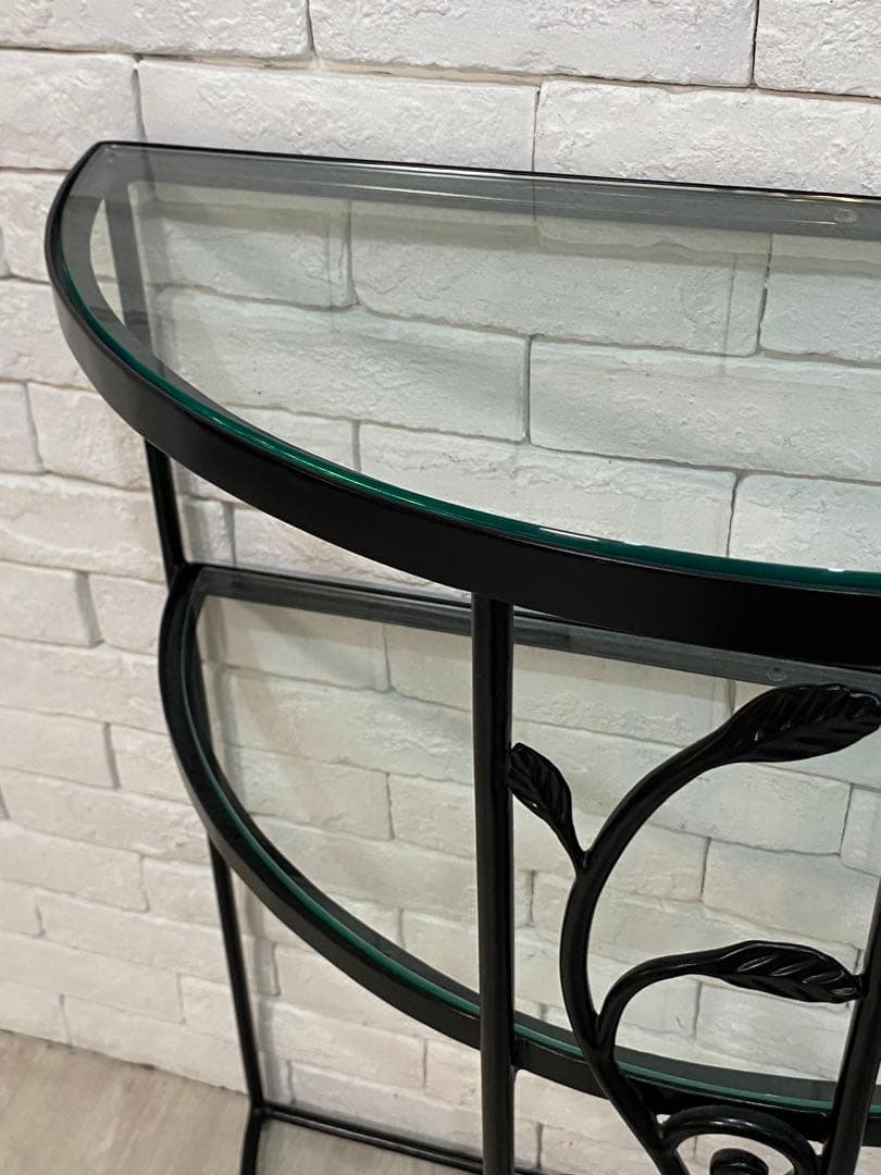 【東京都内23区配送無料】定価6万円　ガラス　コンソール　植物　玄関　棚　飾り