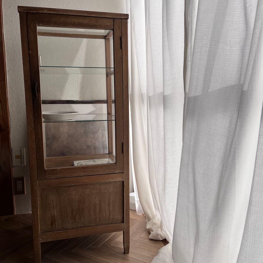 古家具 ガラスケース パンケース ショーケース 5面 アンティーク キャビネット