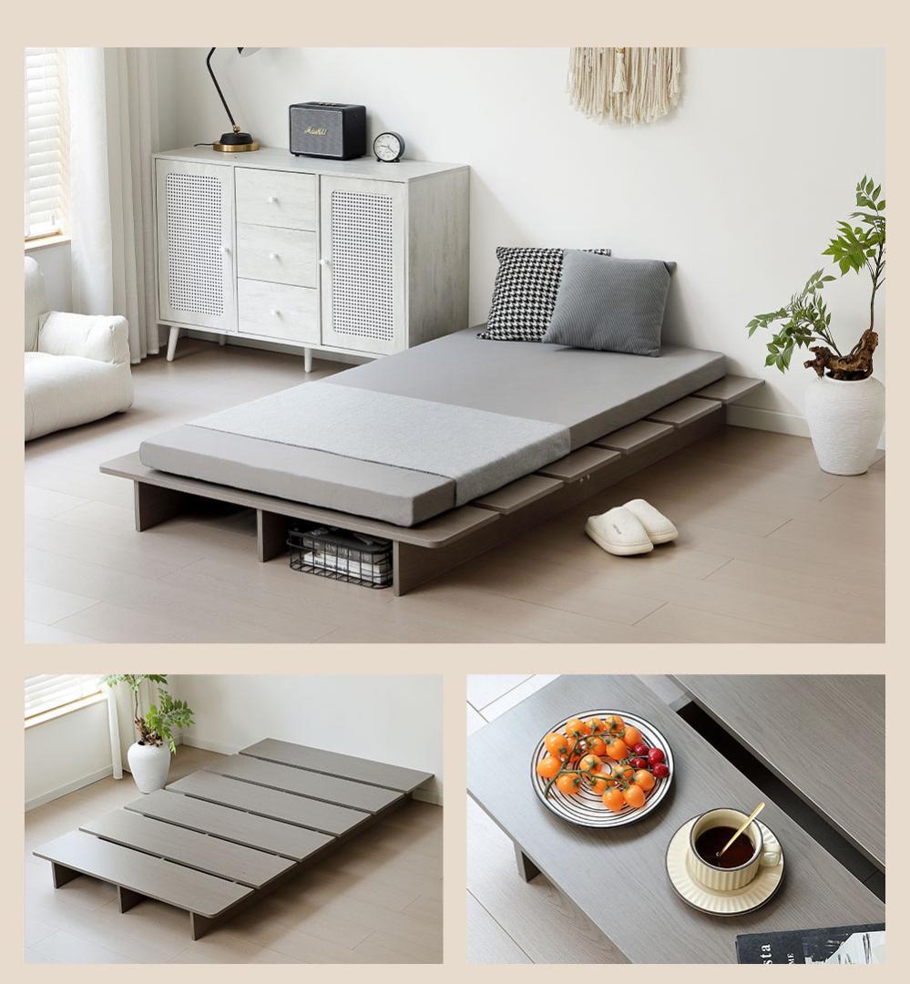 超人気！【S・幅120cm】ベッド ローベッド ステージベッド　GRAY
