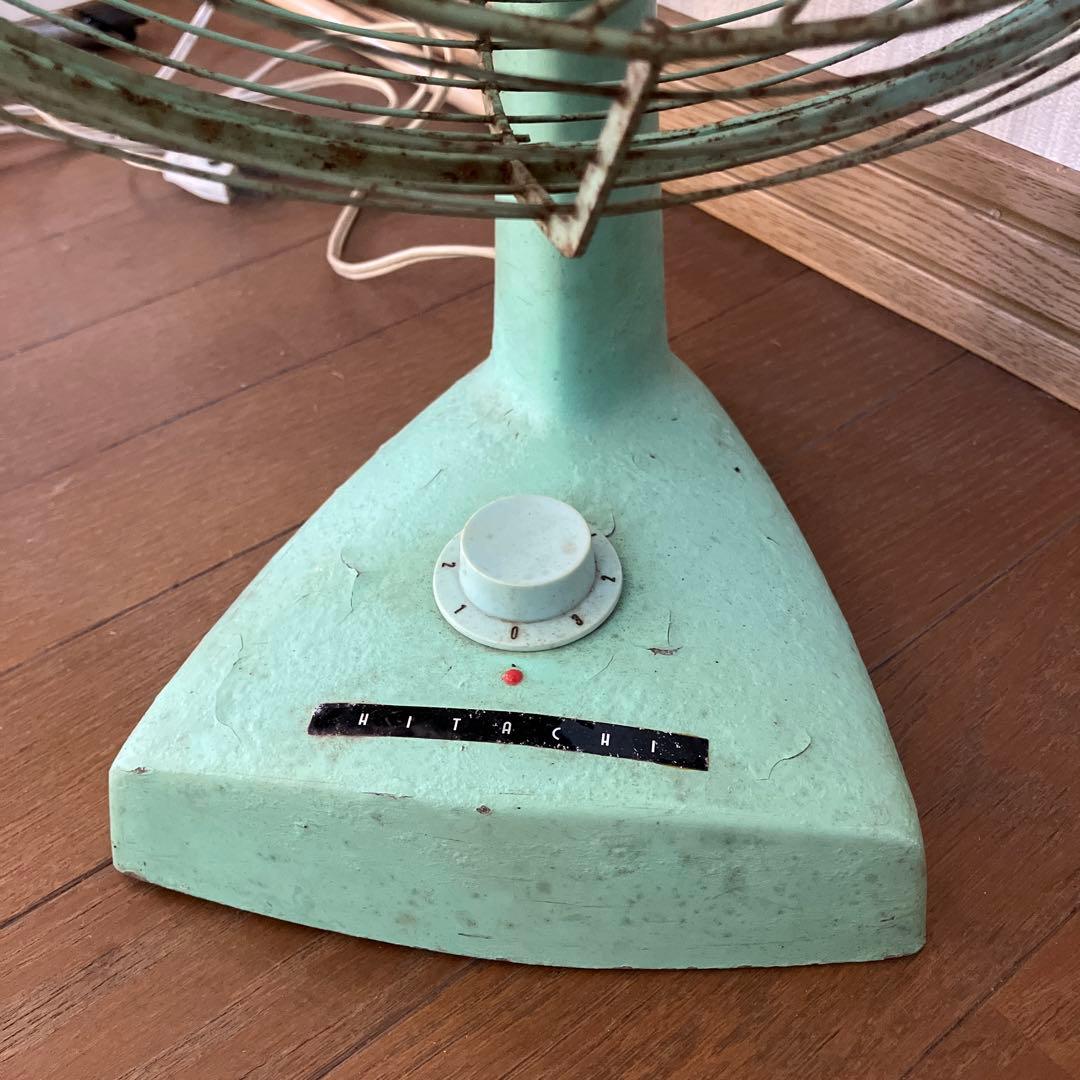 HITACHI 卓上扇風機 レトロ　日立　3枚羽　ミントグリーン　アンティーク