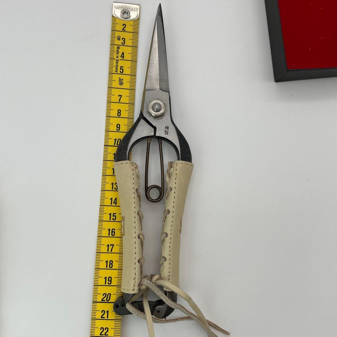 【M38】本革巻　おの義刃物　双刃型　両刃芽切鋏　8インチ　剪定鋏