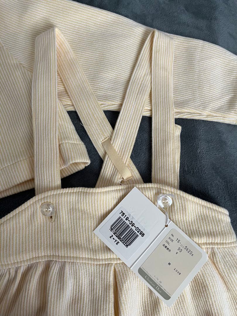 新品未使用90cm baby Dior イエロー ストライプロンパース