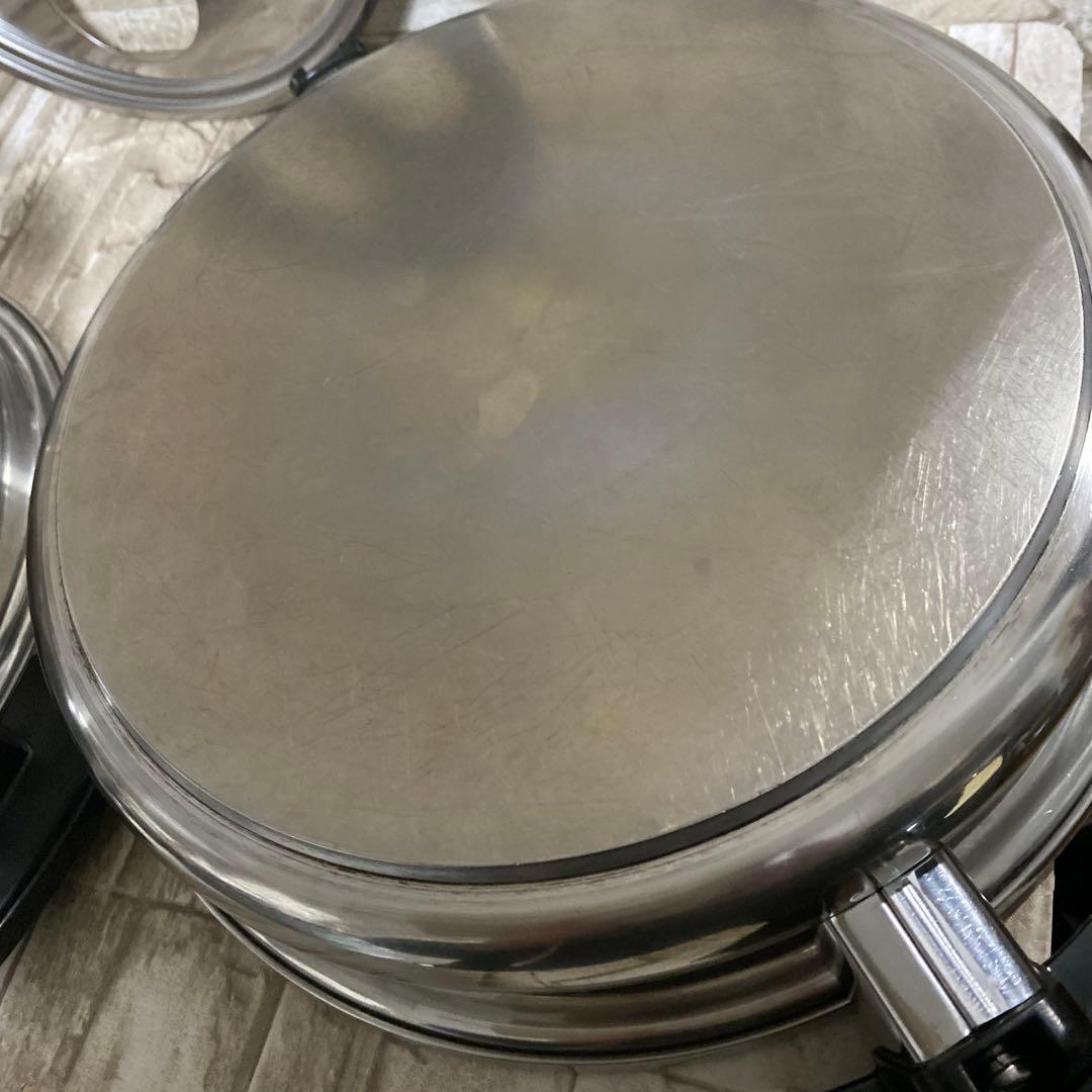 ロイヤルクイーン　ガス仕様　6コート、大フライパン、大蓋一枚、大ラック　　中古品