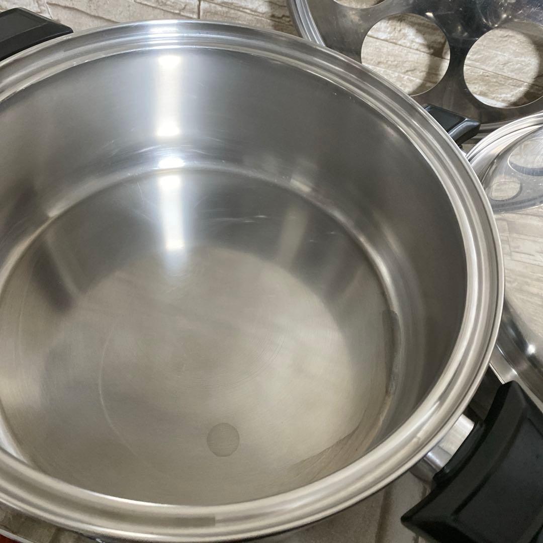 ロイヤルクイーン　ガス仕様　6コート、大フライパン、大蓋一枚、大ラック　　中古品