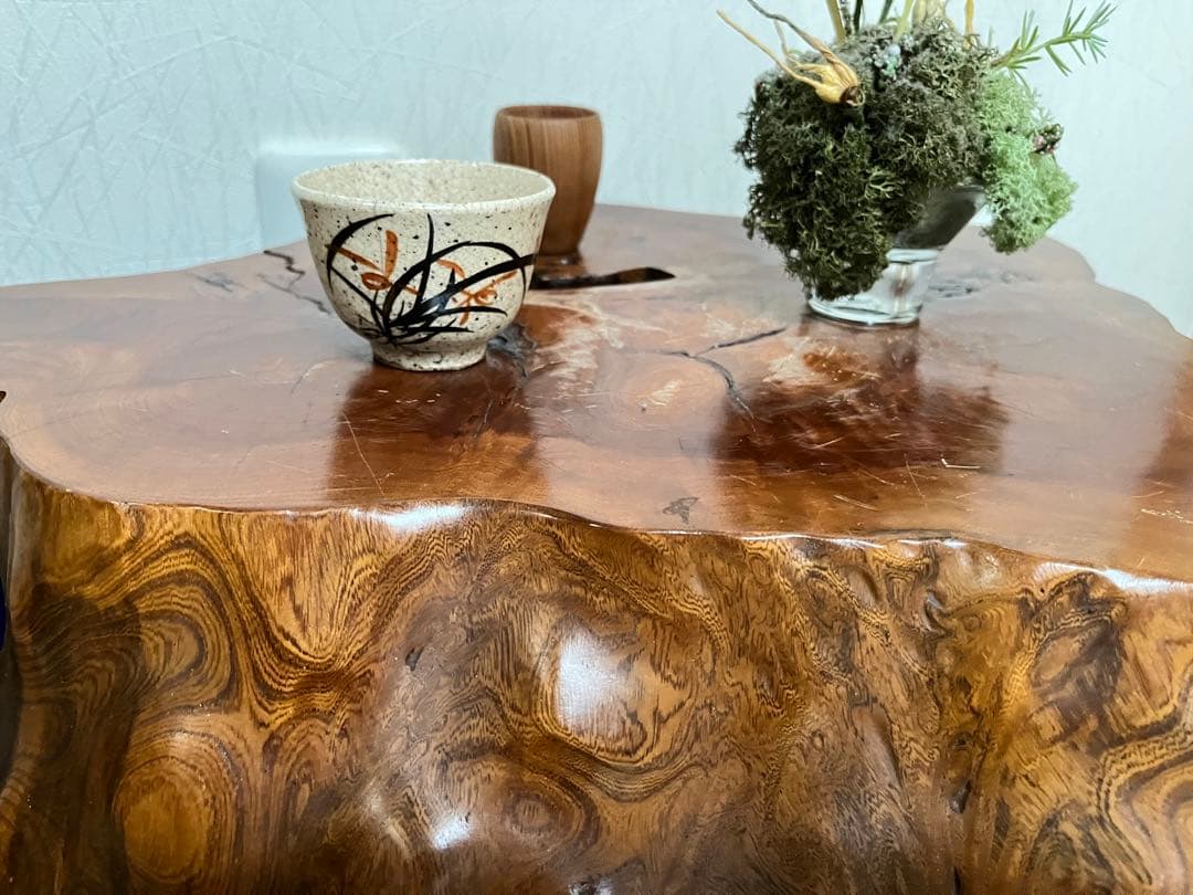 座卓、テーブル、木根花台、大型飾り台、切り株、無垢材、盆栽台、玄関、茶室