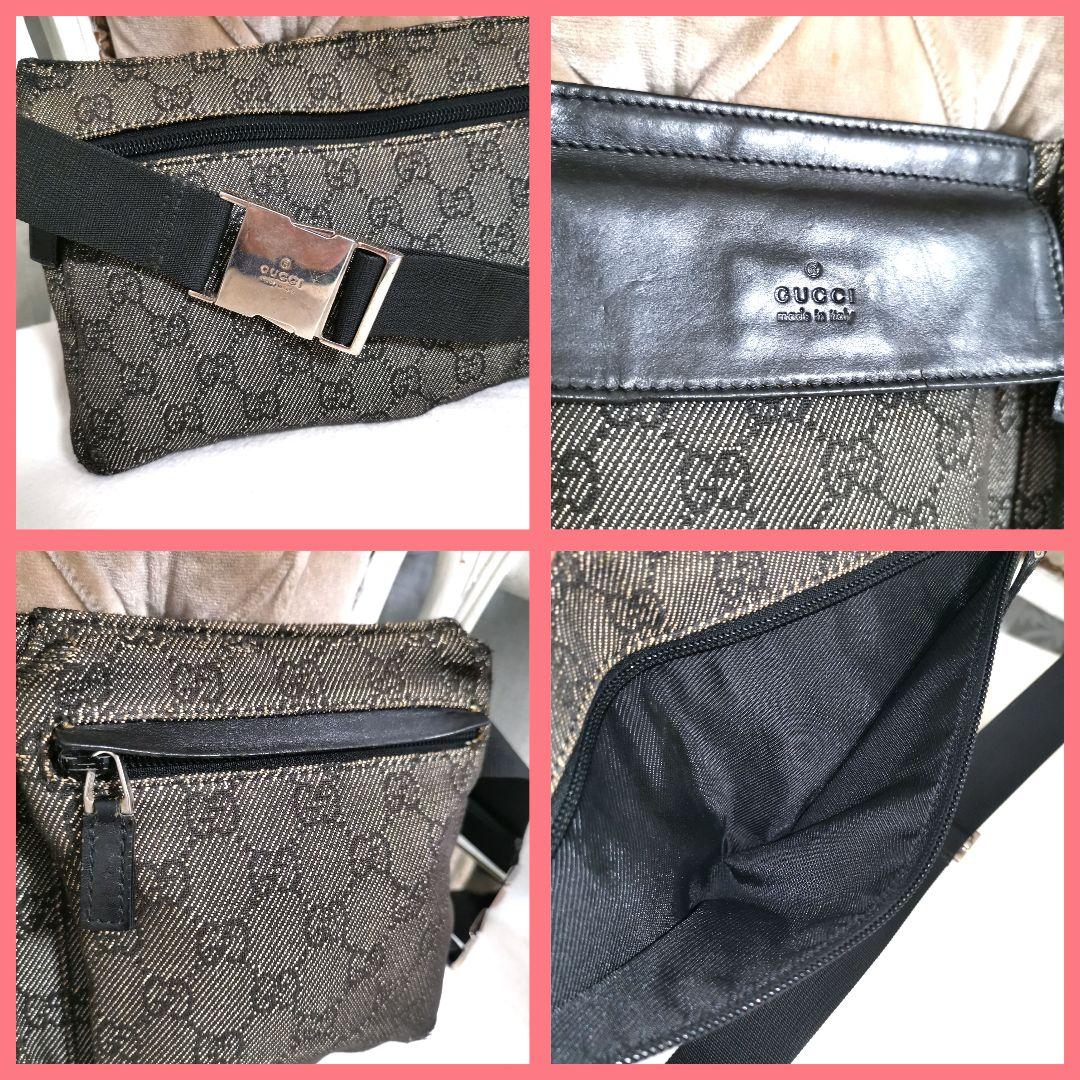 【良品】GUCCIグッチ ボディバッグ斜めがけショルダーバッグGG柄 鑑定済!
