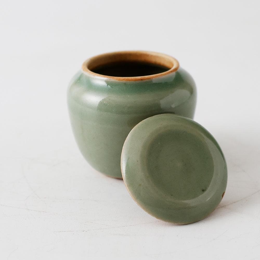 天龍寺青磁 替茶器 茶入 壷 茶道具 唐物 青瓷 時代箱