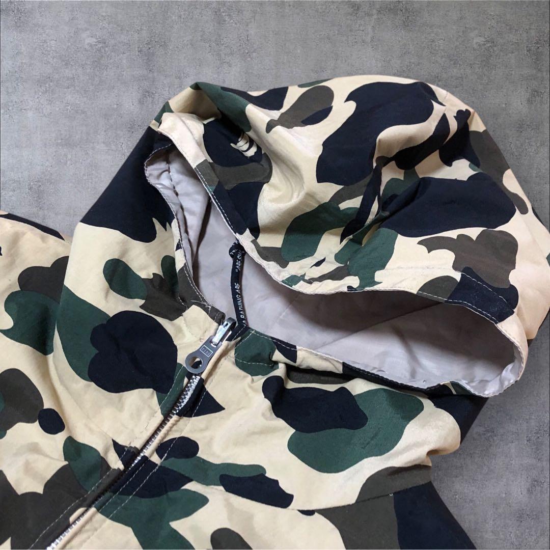 A BATHING APE カモ柄 ナイロンジャケット ジップパーカー　Lサイズ