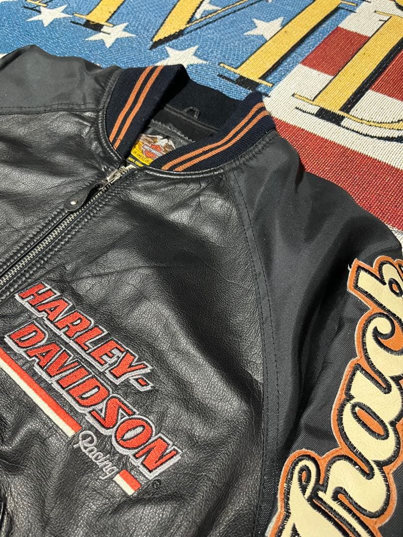 【激レア】90s ハーレーダビッドソン レザー 黒スタジャン