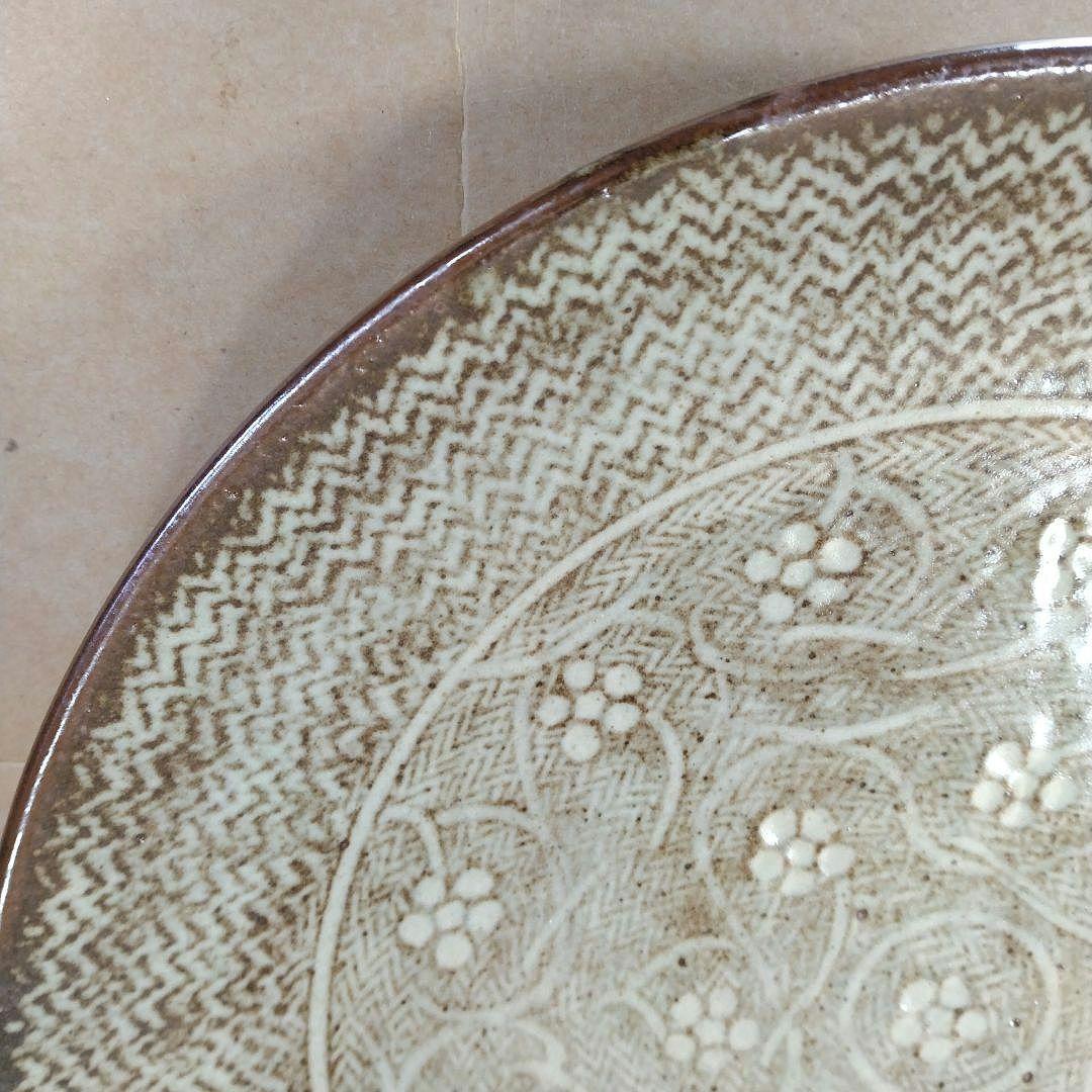 【本物保証】島岡達三 地釉縄文象嵌皿 共箱 栞 人間国宝 美品