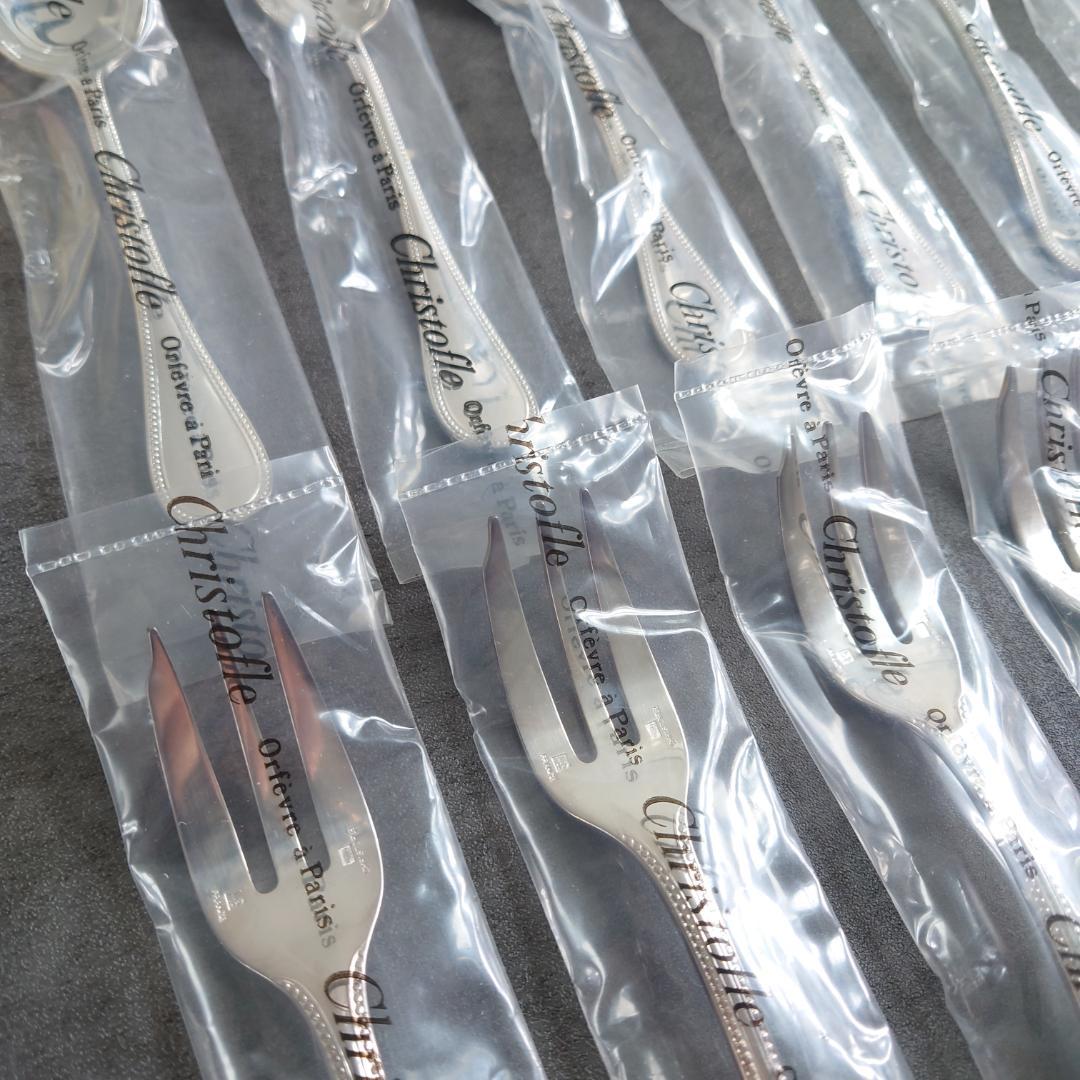 クリストフル パール ケーキフォーク コーヒースプーン 未開封 12点 箱付き