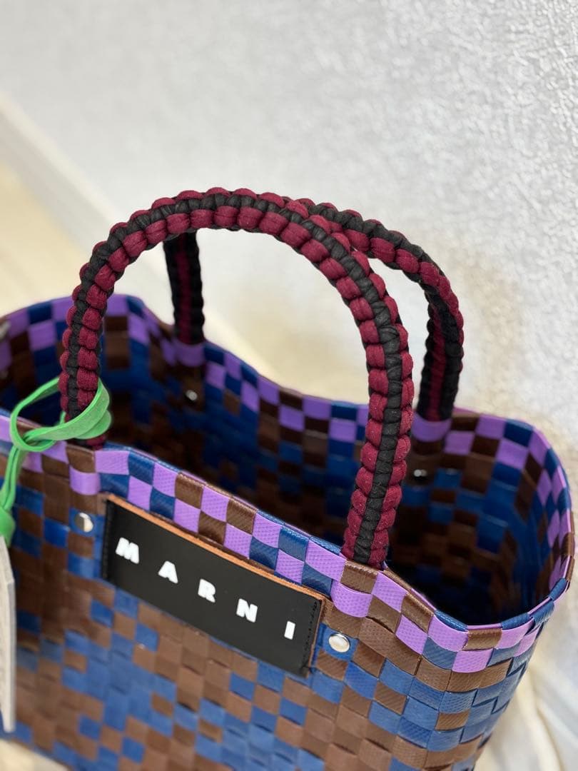 MARNI マルニマーケット 超美品 かごバッグ 茶X青X紫