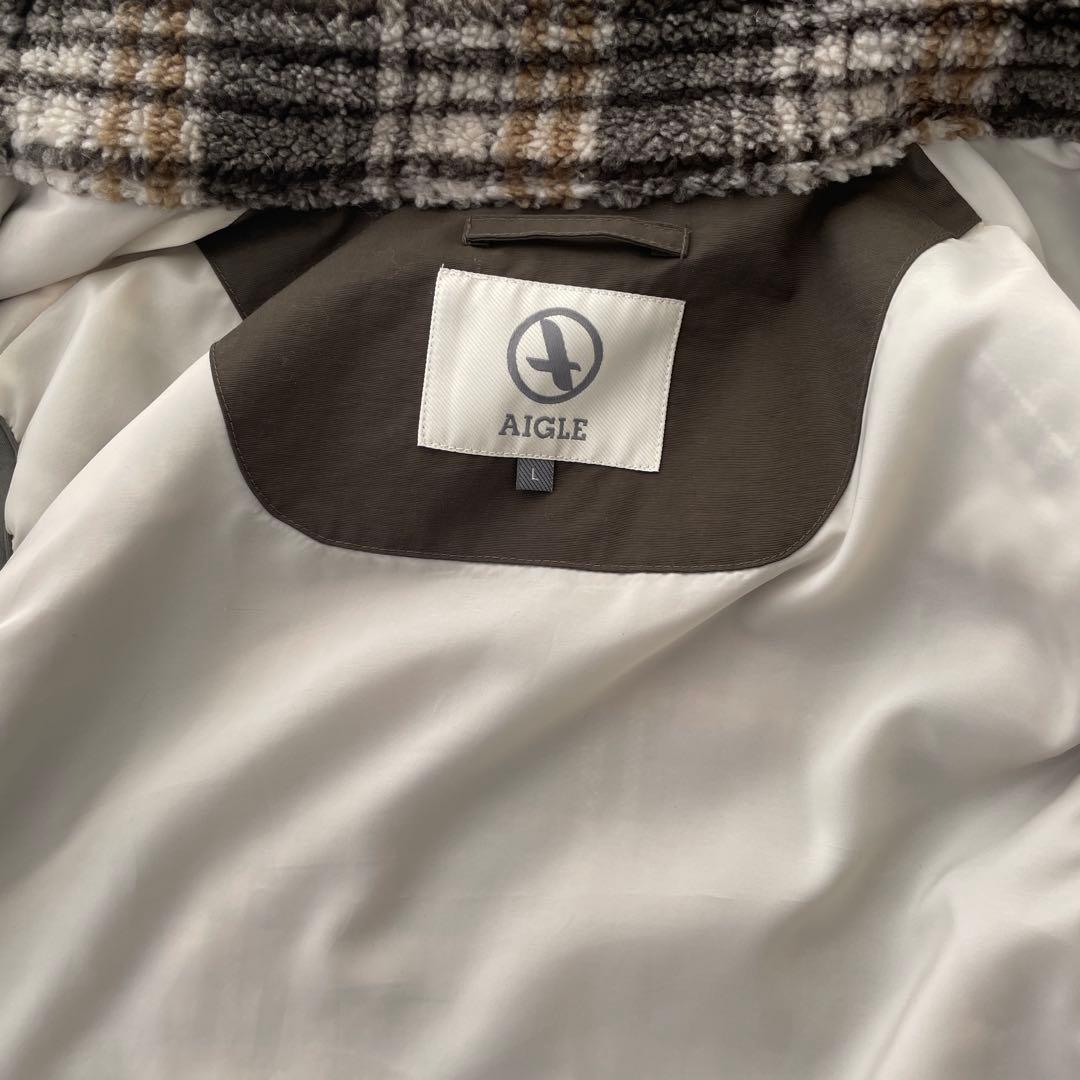 AIGLE チェック柄裏地付きフリースベスト