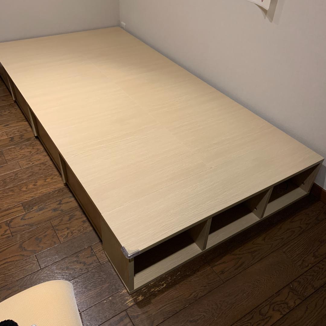 【専用】頑丈＆多機能「小上がりベッド」 シングル オークホワイト ひだまり