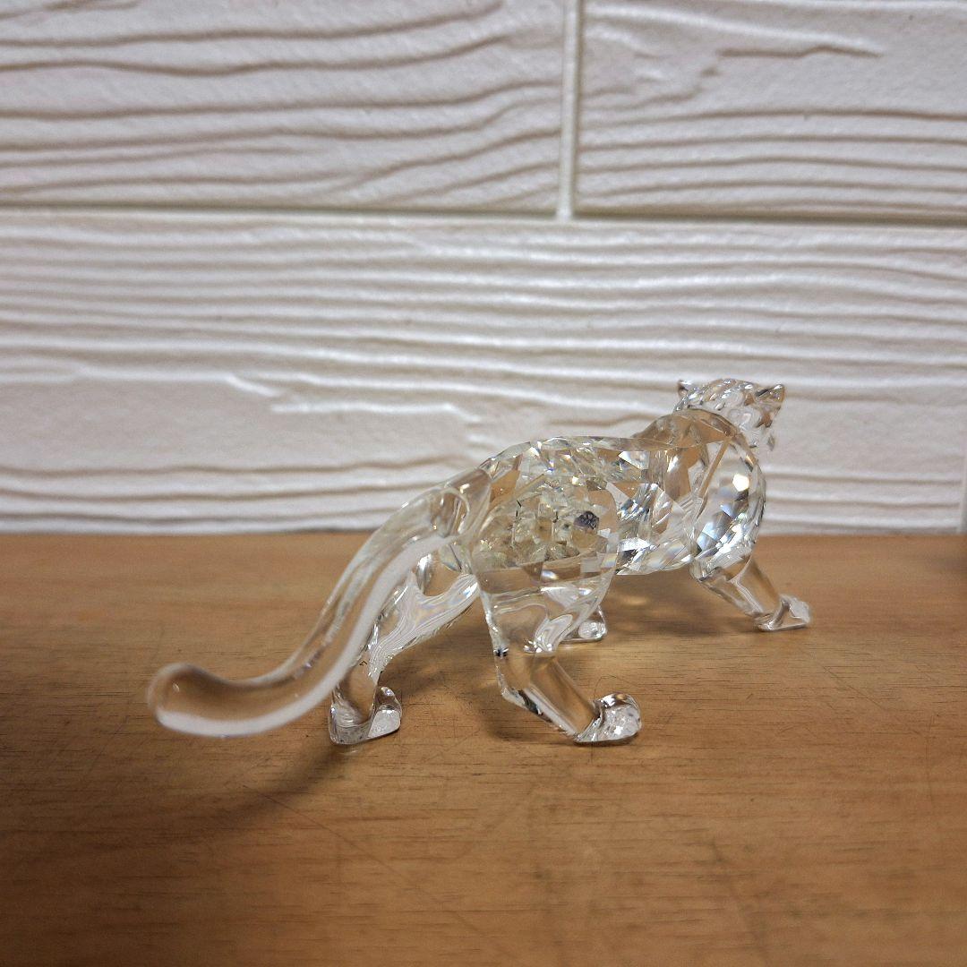 【極美品】スワロフスキー クリスタル 置物 パンサー 豹 フィギュリン