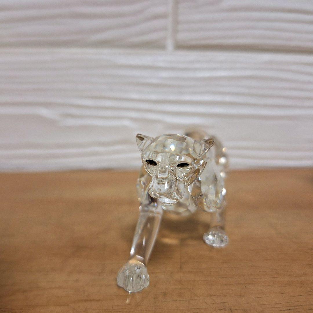 【極美品】スワロフスキー クリスタル 置物 パンサー 豹 フィギュリン