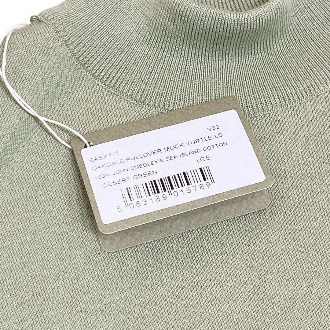 ジョンスメドレー モックネック ニットセーター L 薄緑 海島綿 タートルネック