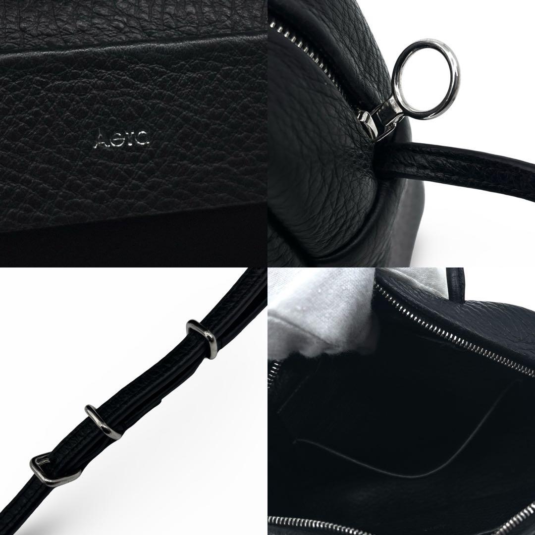 【未使用級　極美品】Aeta アエタ 2WAY　ショルダーバッグ 　シボ革　黒