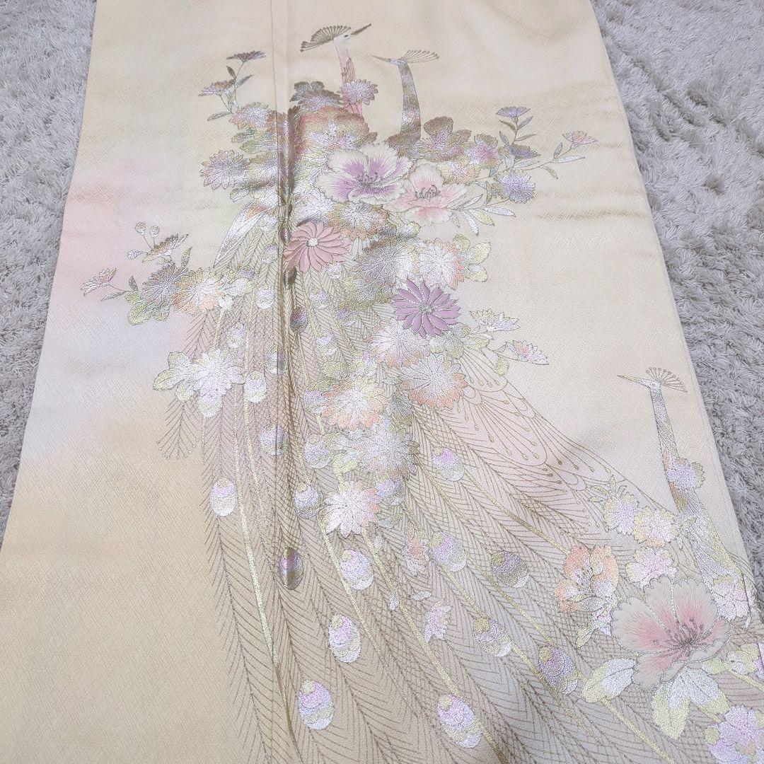 【正絹　袷附下げ】クリーム地に刺繍・箔のせ　163㎝前後　セミフォーマル　305